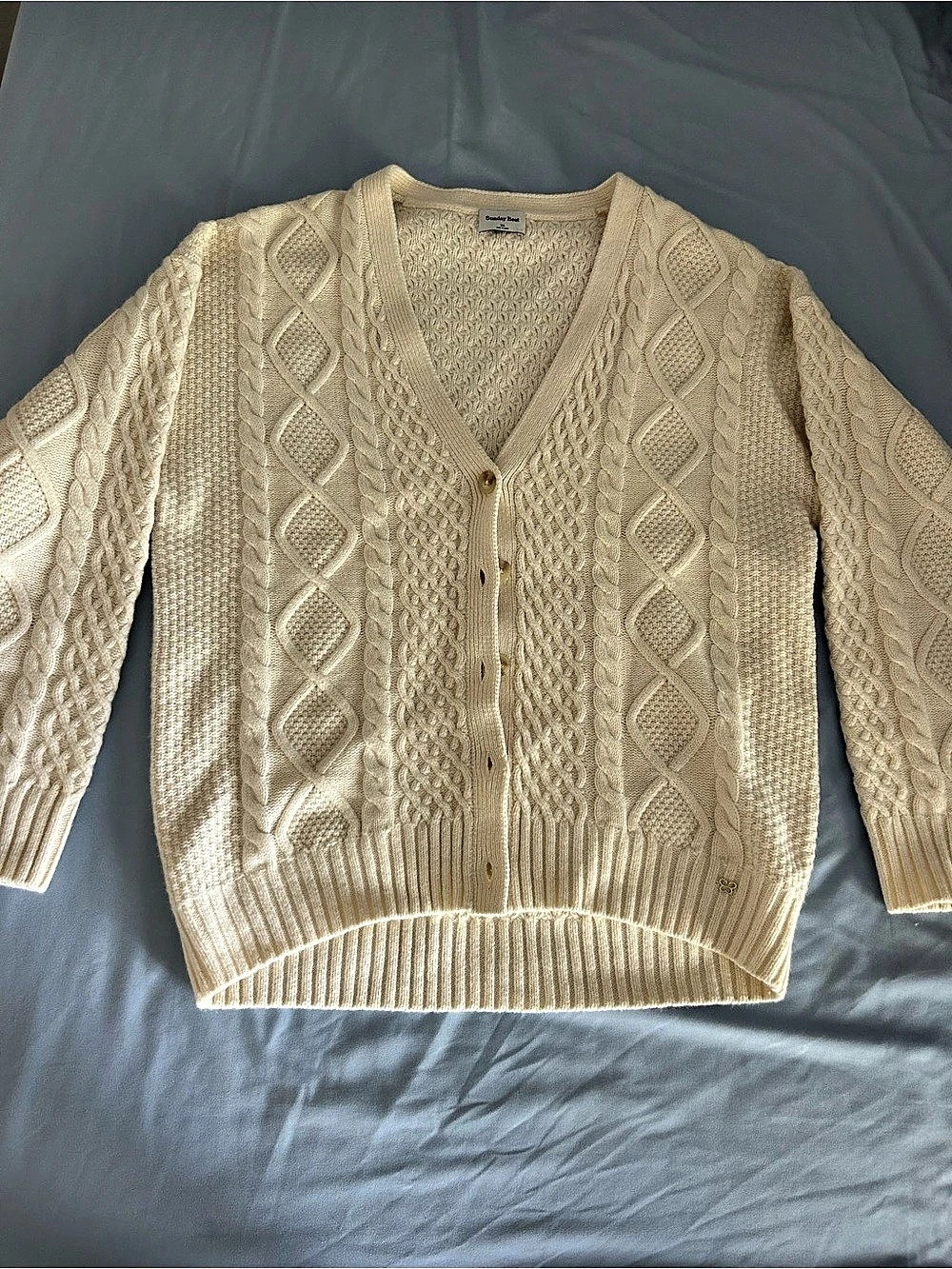Sunday Best Peggy Cardigan Cable Knit Cardigan in Cream XS Like New